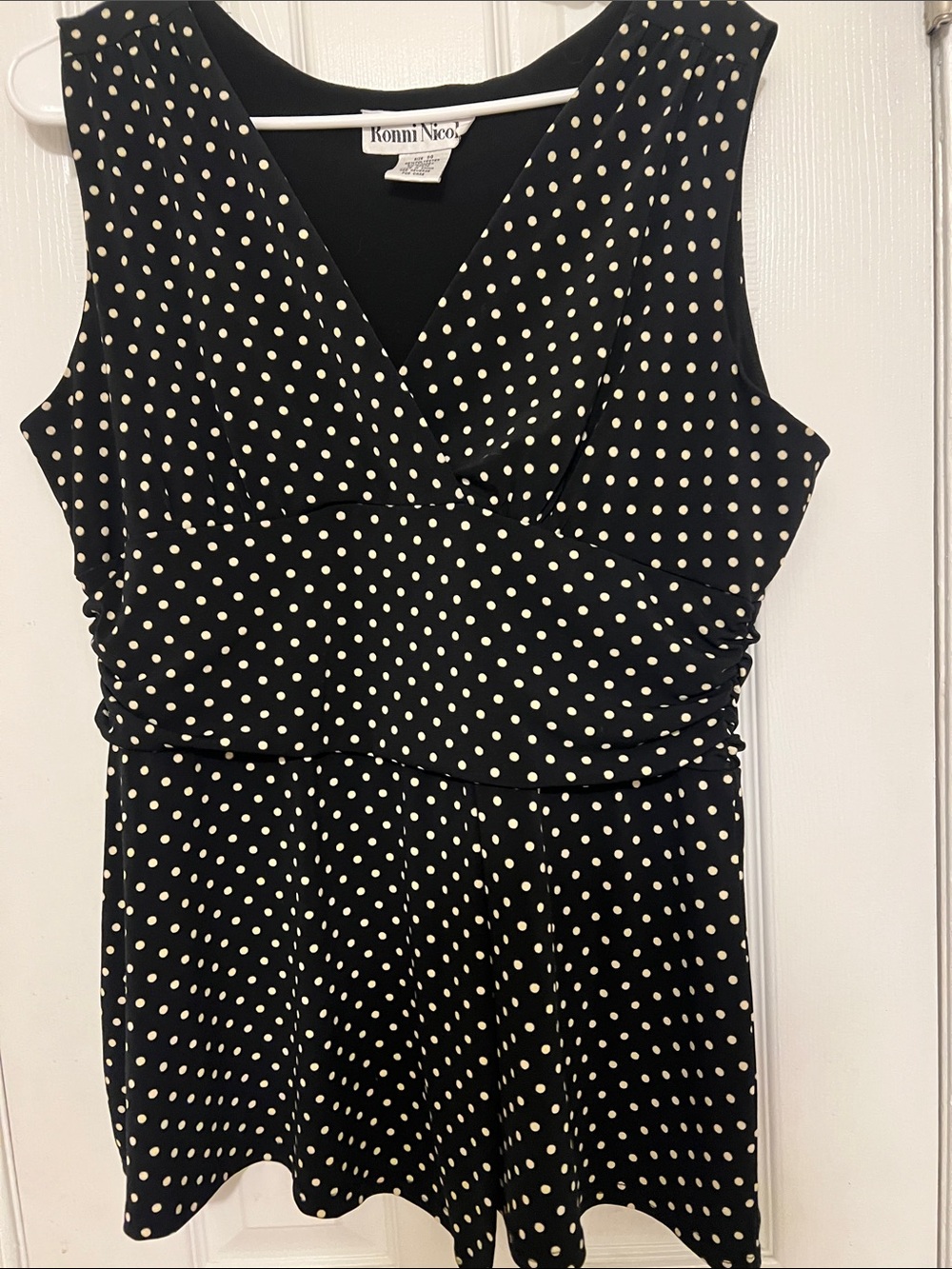 Ronni Nicole Black Tunic with Cream Polka Dots